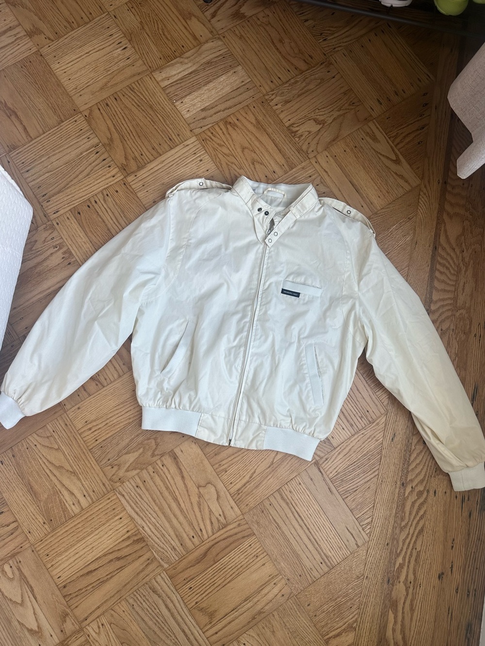 Members Only Off-White Zip Front Bomber Jacket